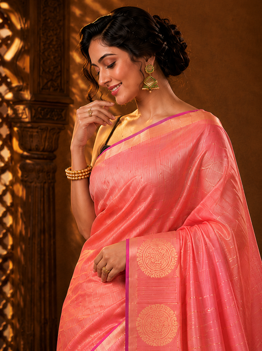 Gulabi Noor Banarasi Silk Handwoven Saree