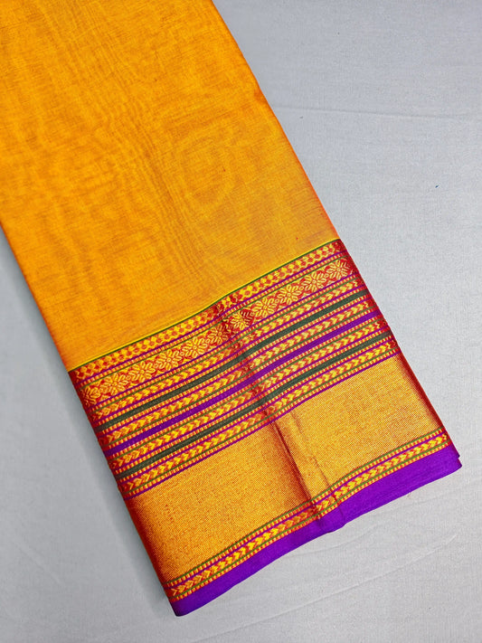 Orange Pure Cotton Premium & Elegant Saree With Running Blouse For Women