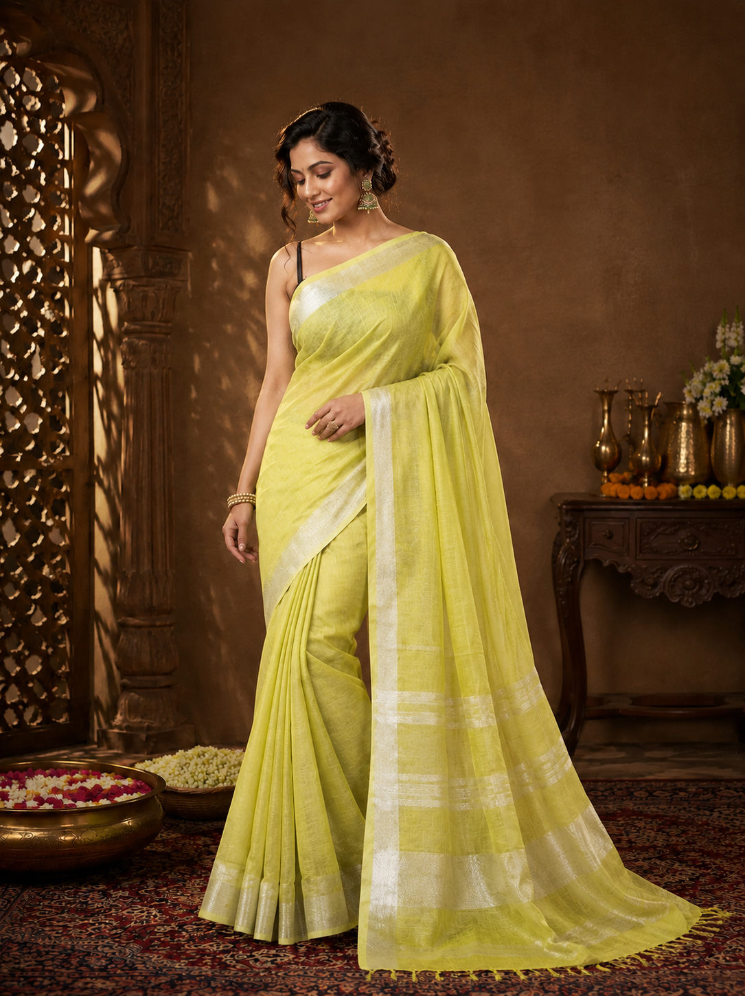 Nimbu Noor Banarasi Silk Handwoven Saree
