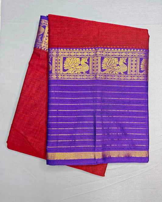 Brick Red Pure Cotton Premium & Elegant Saree For Women