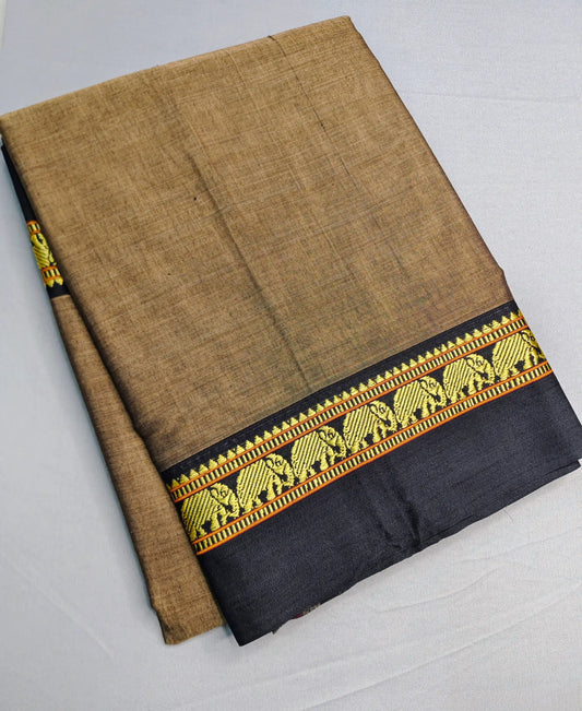 Beige Pure Cotton Premium & Elegant Saree With Running Blouse For Women