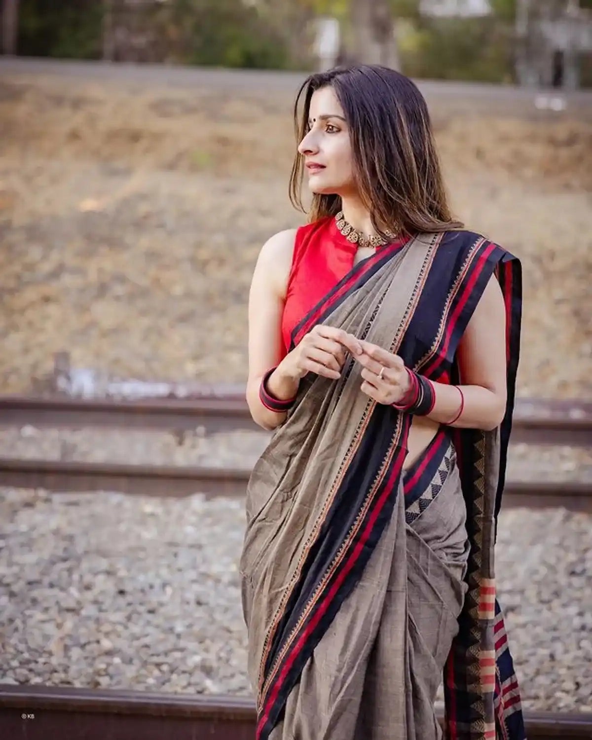 Beige Naraynpet Pure Cotton Saree