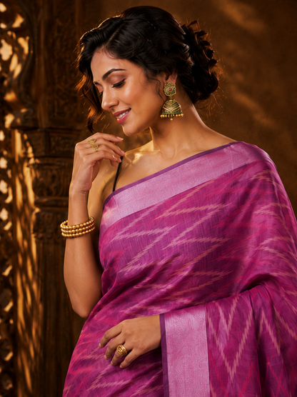Blush Geometric Banarasi Silk Handwoven Saree