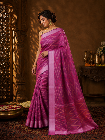 Blush Geometric Banarasi Silk Handwoven Saree
