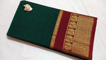Bottle Green Naraynpet Pure Cotton Saree