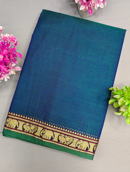 Rama Green Pure Cotton Premium & Elegant Saree With Running Blouse For Women