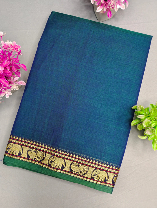 Rama Green Pure Cotton Premium & Elegant Saree With Running Blouse For Women