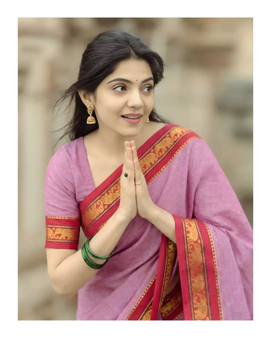 Jari Elephant Narayan Pet Pure Cotton Saree