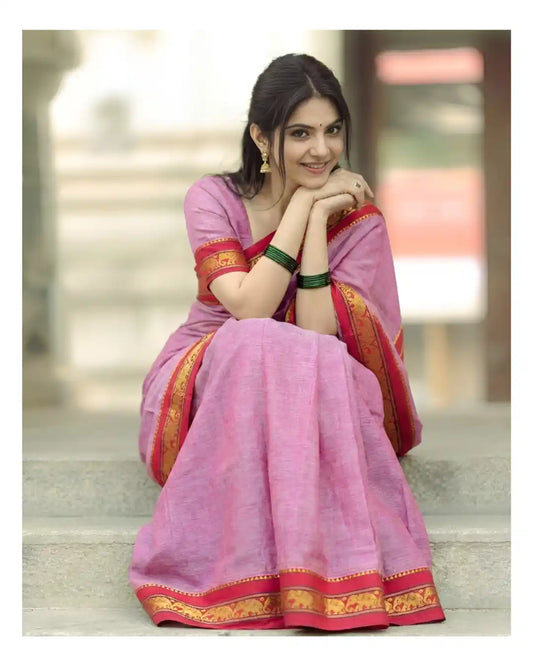 Jari Elephant Narayan Pet Pure Cotton Saree