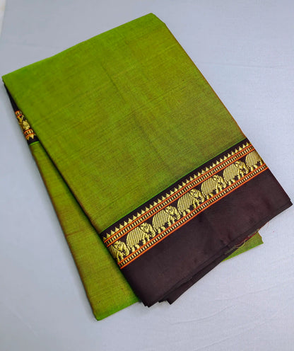 Seaweed Green Pure Cotton Premium & Elegant Saree With Running Blouse For Women