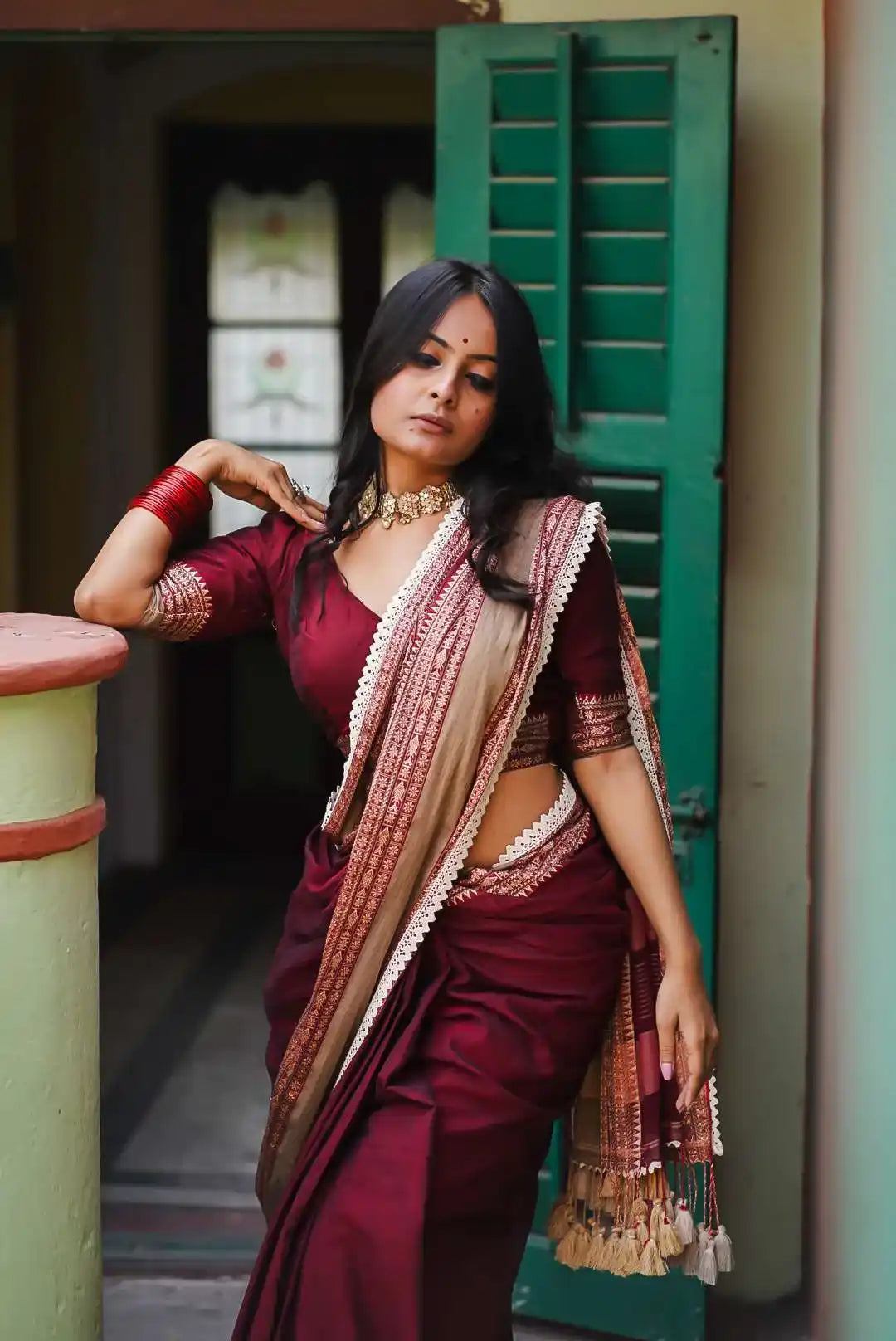 Maroon Narayanpet Pure Cotton saree (Mayuri)