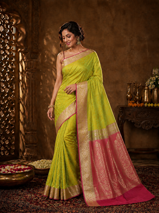Harit Raga Banarasi Silk Handwoven Saree