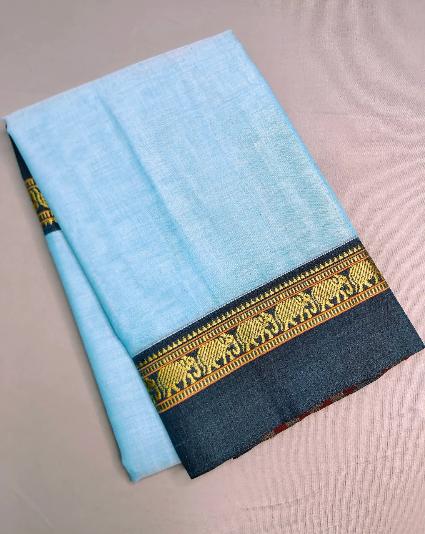 Sky Blue Pure Cotton Premium & Elegant Saree With Running Blouse For Women