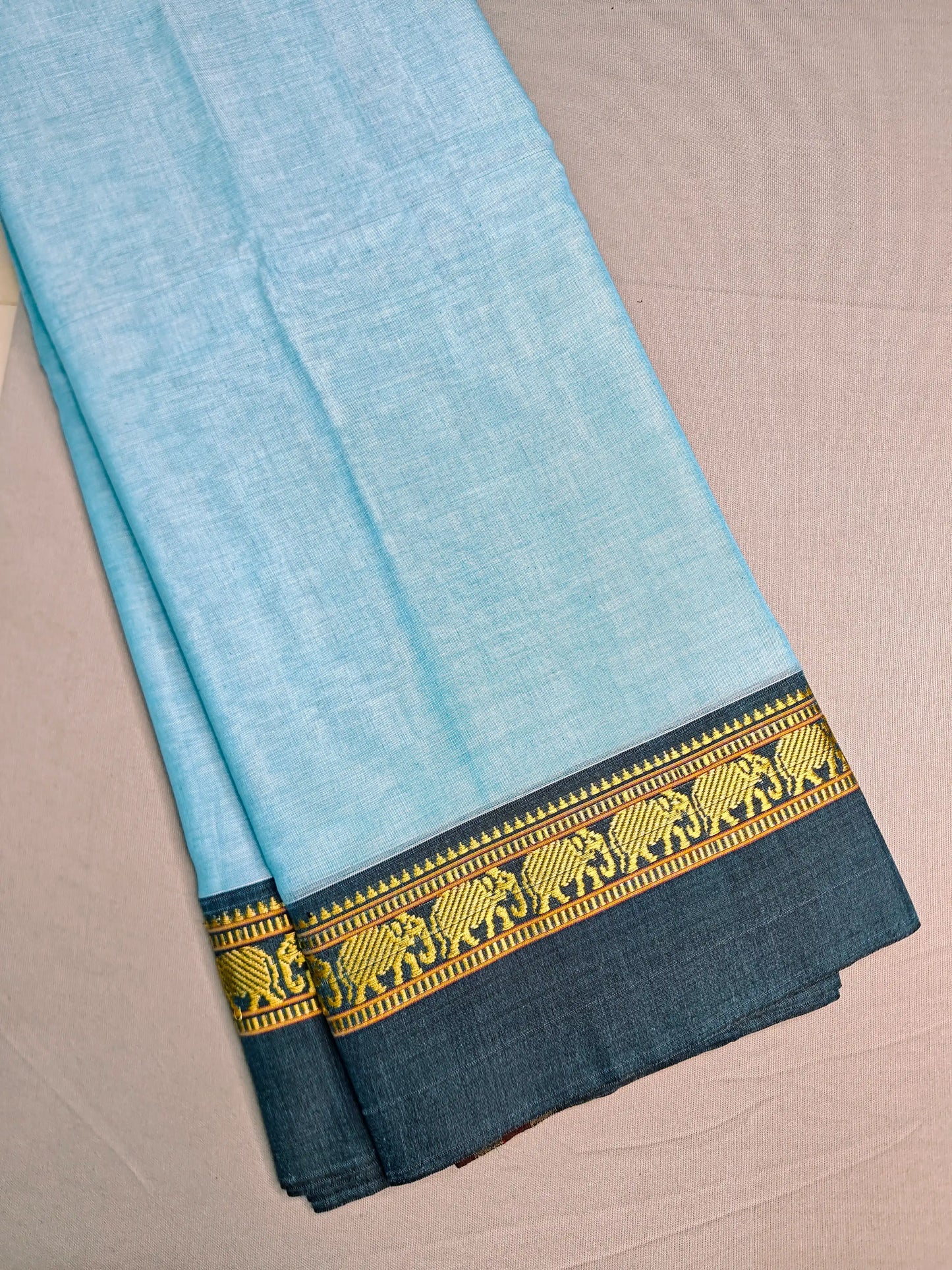 Sky Blue Pure Cotton Premium & Elegant Saree With Running Blouse For Women