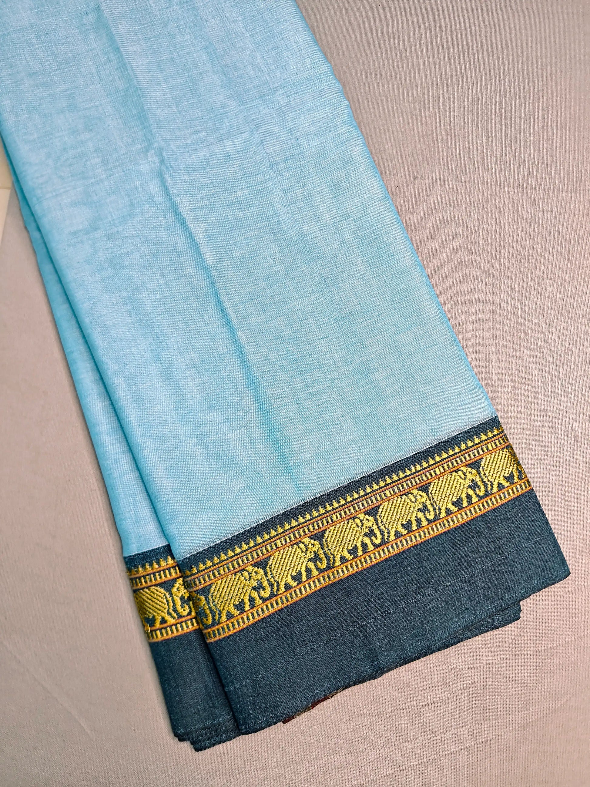 Sky Blue Pure Cotton Premium & Elegant Saree With Running Blouse For Women