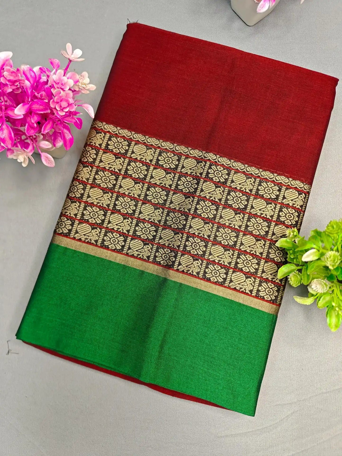 Maroon Pure Cotton Premium & Elegant Saree With Running Blouse For Women