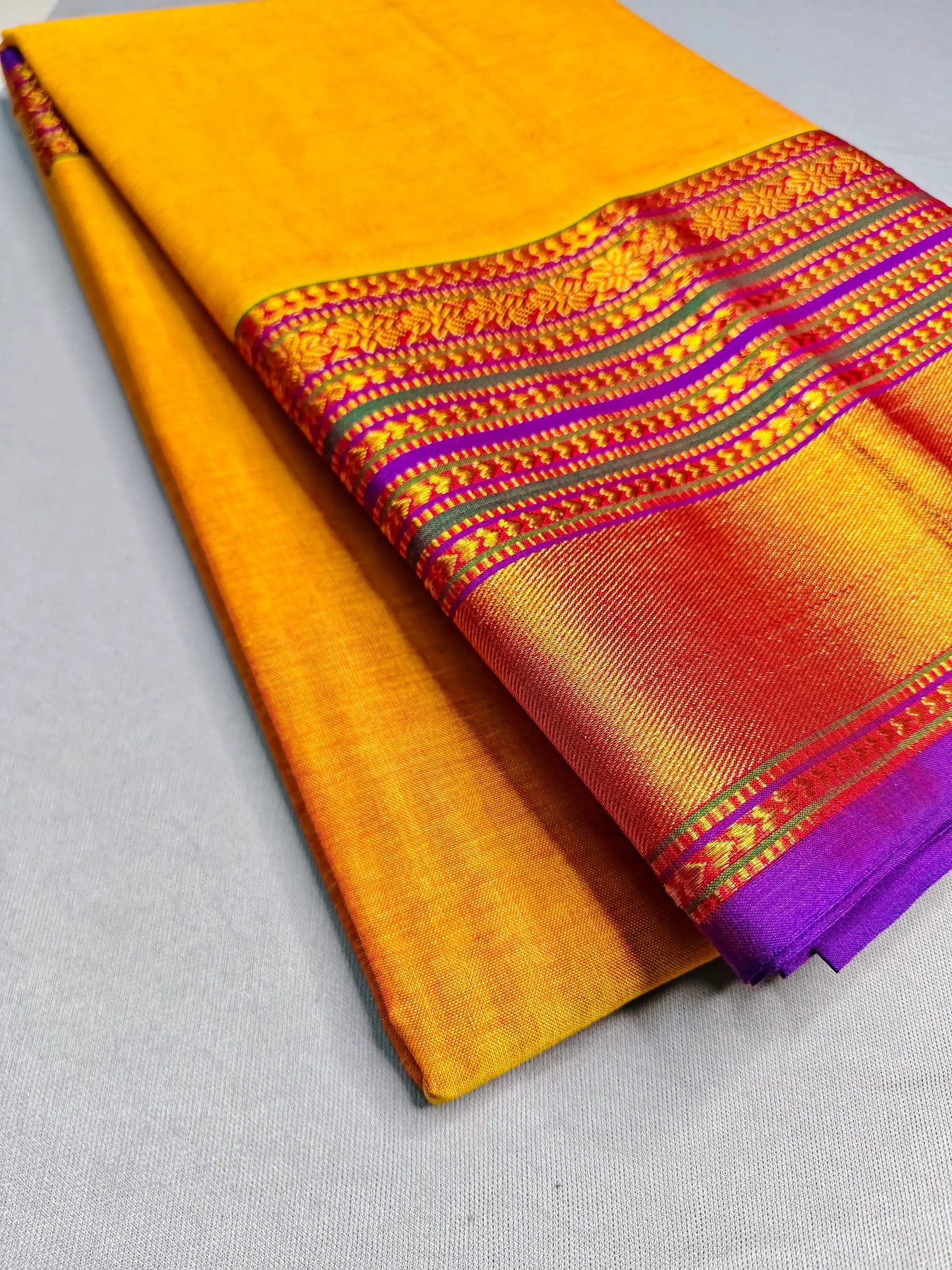 Orange Pure Cotton Premium & Elegant Saree With Running Blouse For Women
