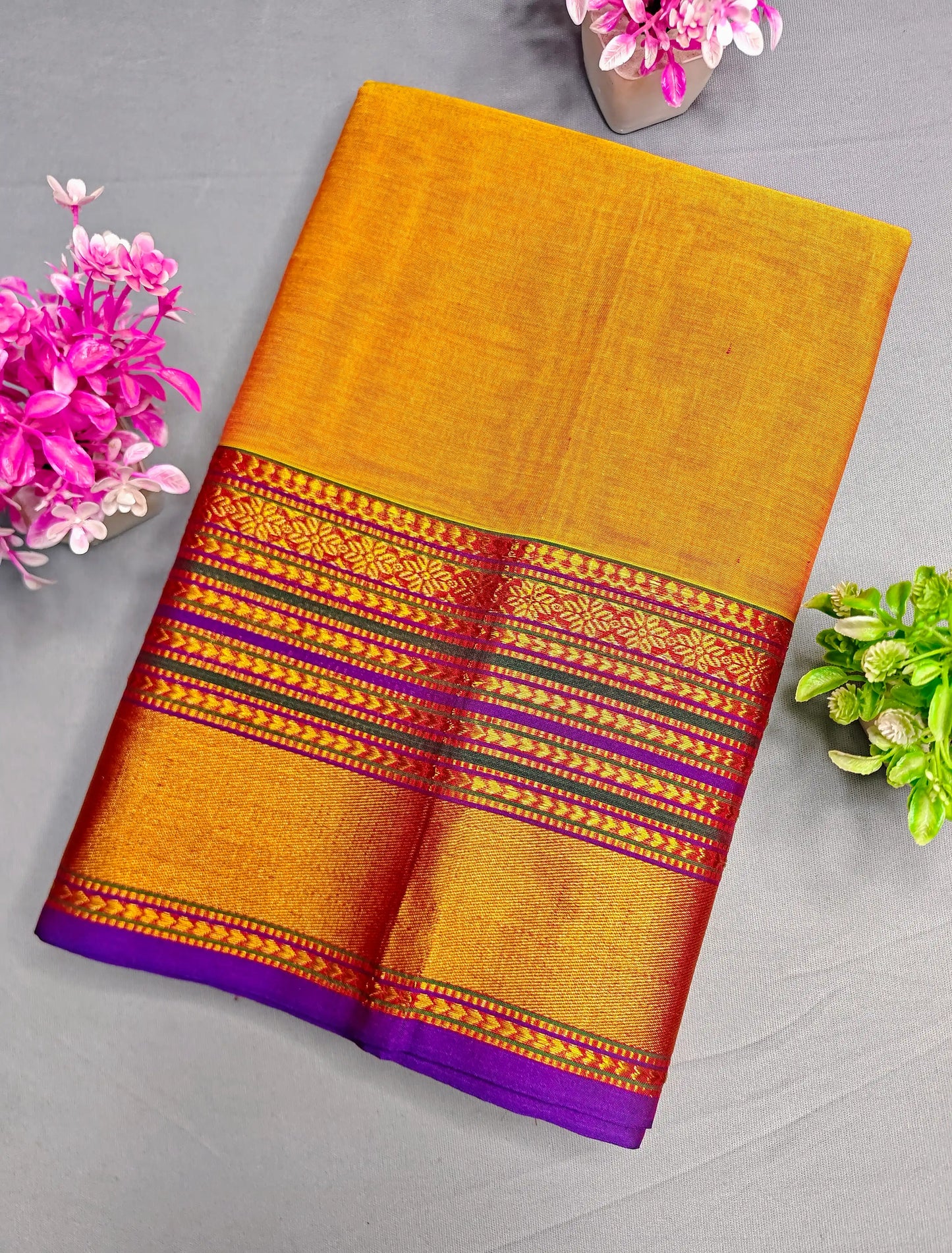 Orange Pure Cotton Premium & Elegant Saree With Running Blouse For Women