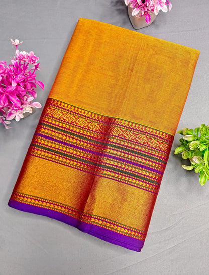 Orange Pure Cotton Premium & Elegant Saree With Running Blouse For Women