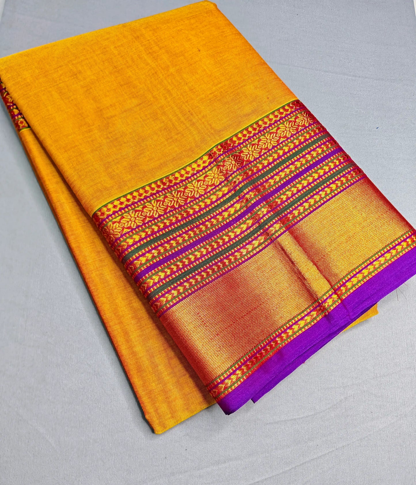 Orange Pure Cotton Premium & Elegant Saree With Running Blouse For Women