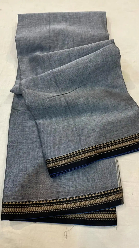 Grey Naraynpet Pure Cotton Saree