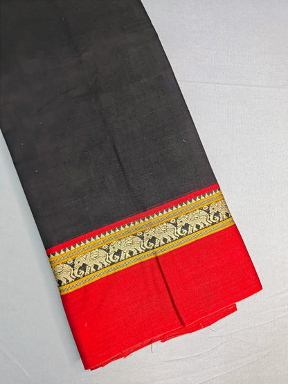 Black Pure Cotton Premium & Elegant Saree With Running Blouse For Women