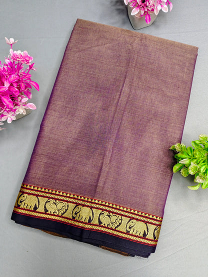 Bluish Grey Pure Cotton Premium & Elegant Saree With Running Blouse For Women