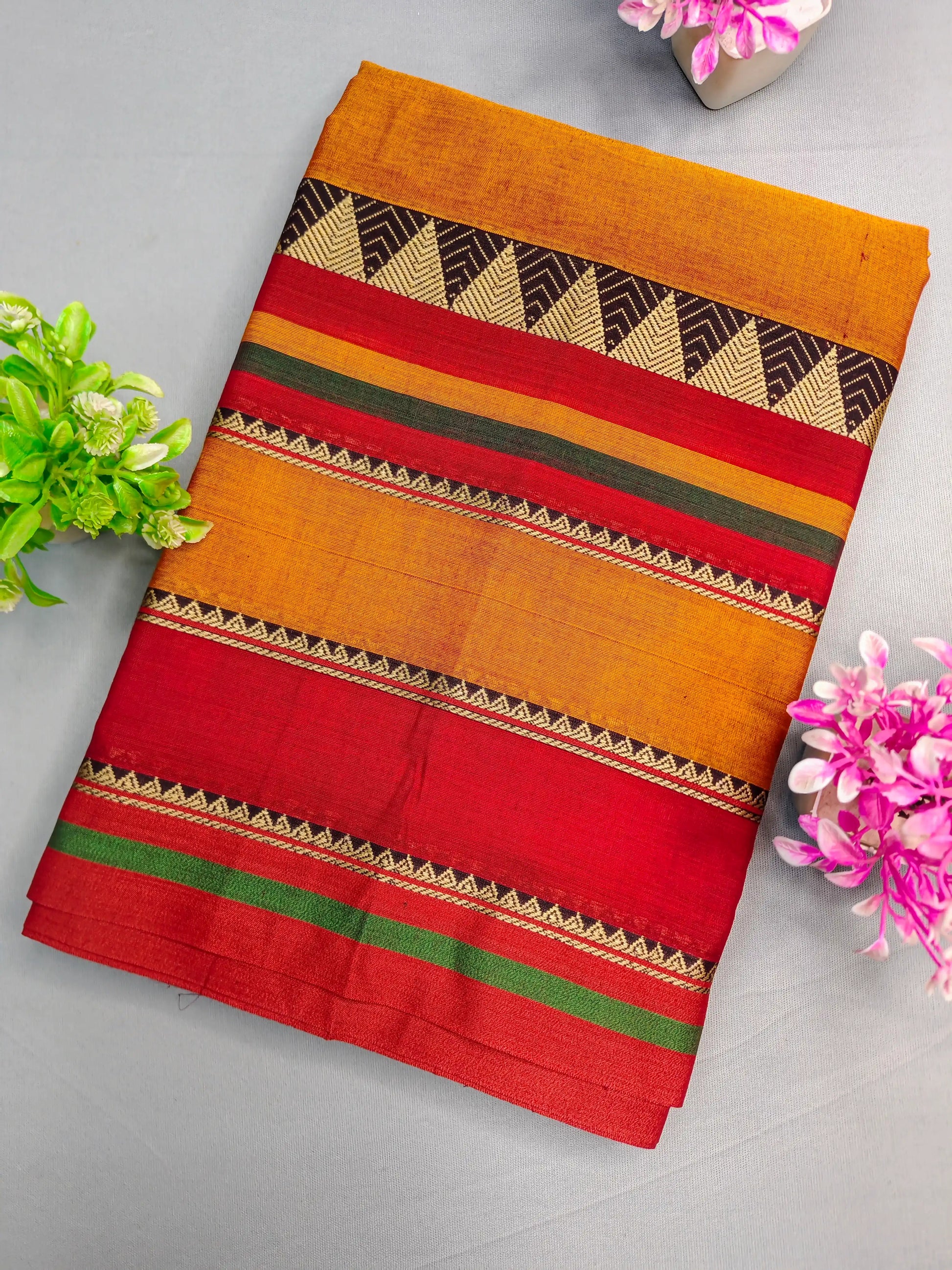 Deep Gold Pure Cotton Premium & Elegant Saree With Running Blouse For Women