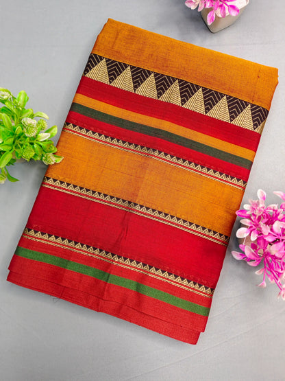 Deep Gold Pure Cotton Premium & Elegant Saree With Running Blouse For Women