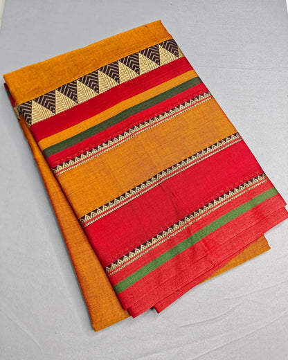Deep Gold Pure Cotton Premium & Elegant Saree With Running Blouse For Women