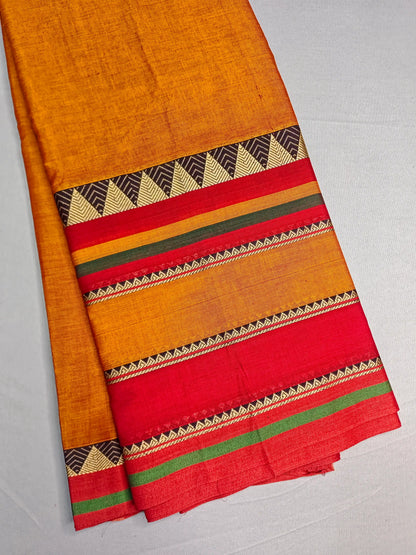 Deep Gold Pure Cotton Premium & Elegant Saree With Running Blouse For Women