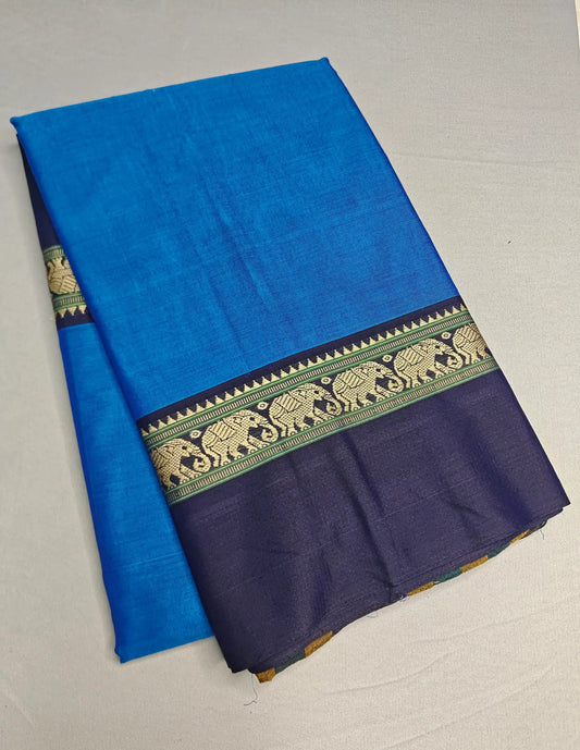 Dk Ananda Blue Pure Cotton Premium & Elegant Saree With Running Blouse For Women