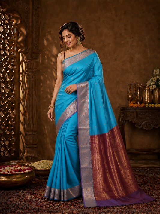 Neel Pushpa Banarasi Silk Handwoven Saree