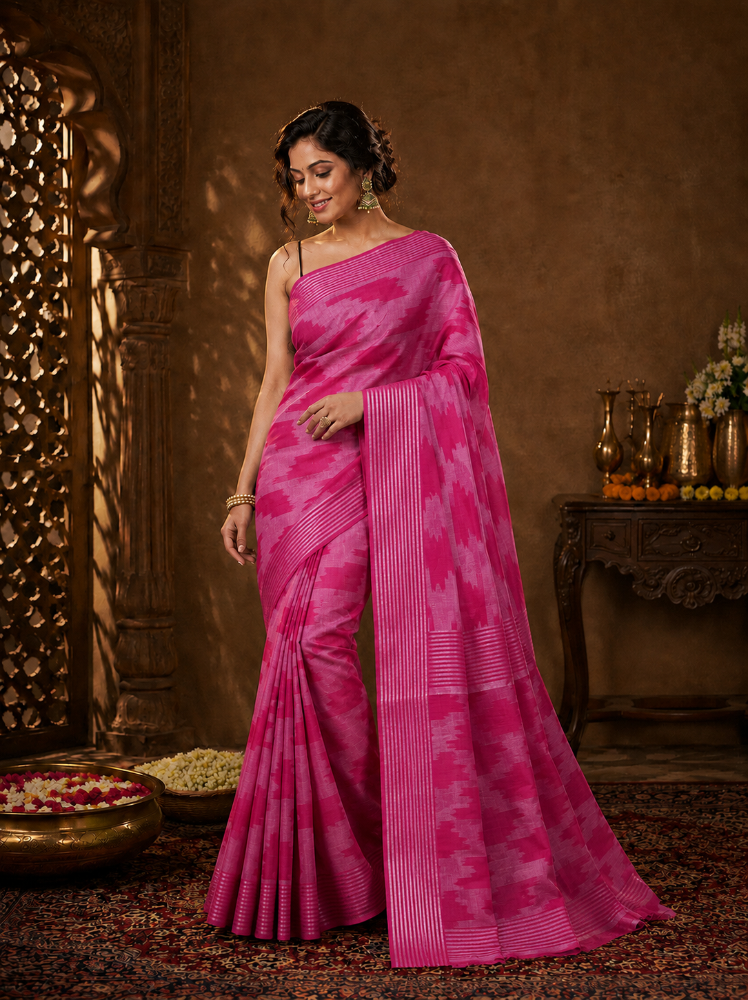 Pink sunset Banarasi Silk Handwoven Saree