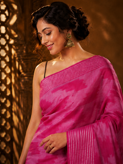 Pink sunset Banarasi Silk Handwoven Saree