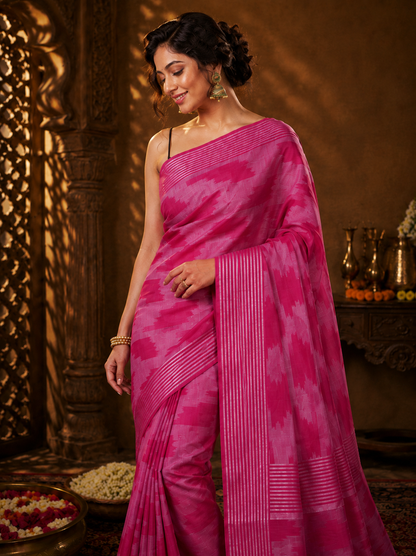 Pink sunset Banarasi Silk Handwoven Saree