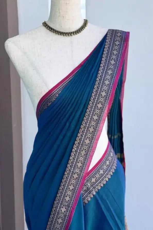 Rama Blue Narayanpet Pure Cotton Saree