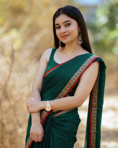 Shraddha Green Narayan Pet Pure Cotton Saree