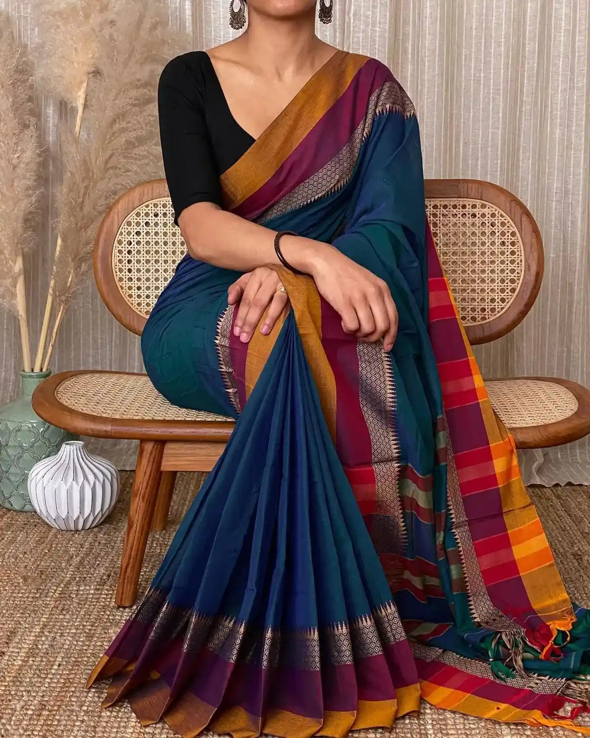 Rama Blue  Naraynpet Pure Cotton Saree