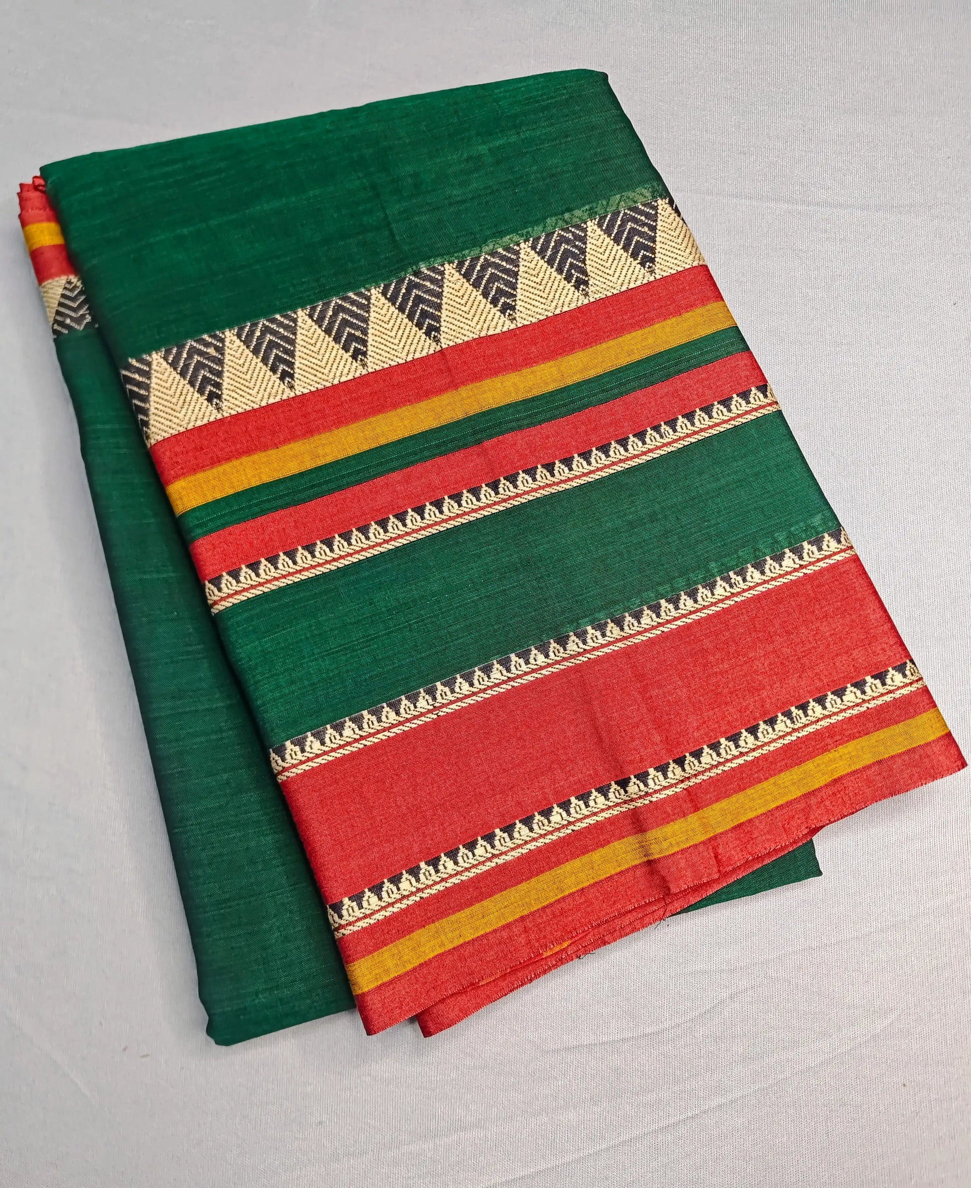 Bottle Green Pure Cotton Premium & Elegant Saree With Running Blouse For Women