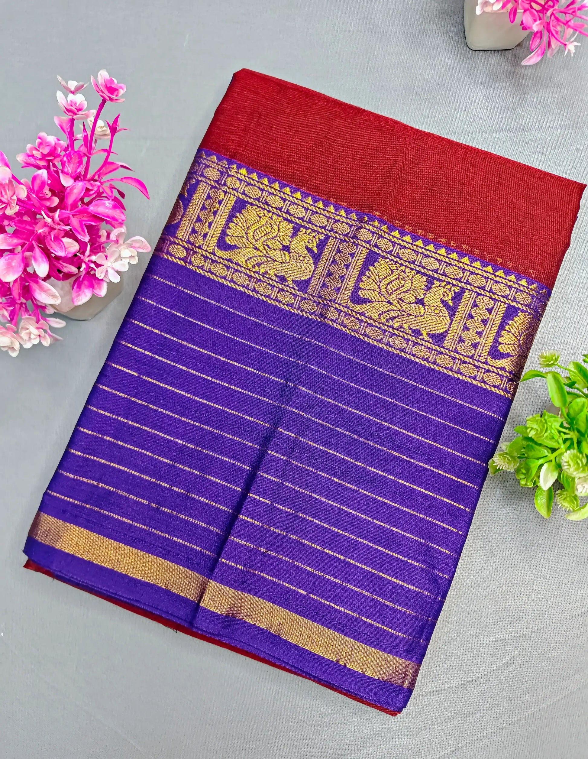 Brick Red Pure Cotton Premium & Elegant Saree For Women