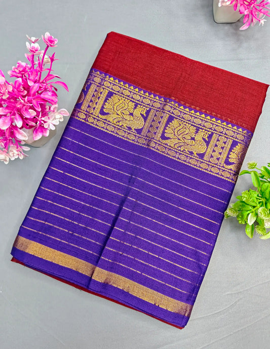 Brick Red Pure Cotton Premium & Elegant Saree For Women