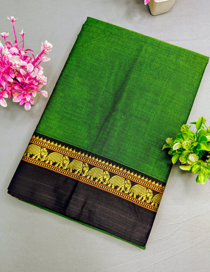 Green Pure Cotton Premium & Elegant Saree With Running Blouse For Women