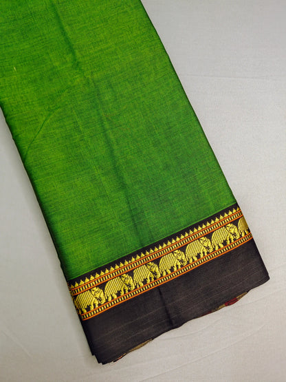 Green Pure Cotton Premium & Elegant Saree With Running Blouse For Women