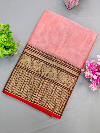 Beige Pure Cotton Premium & Elegant Saree For Women