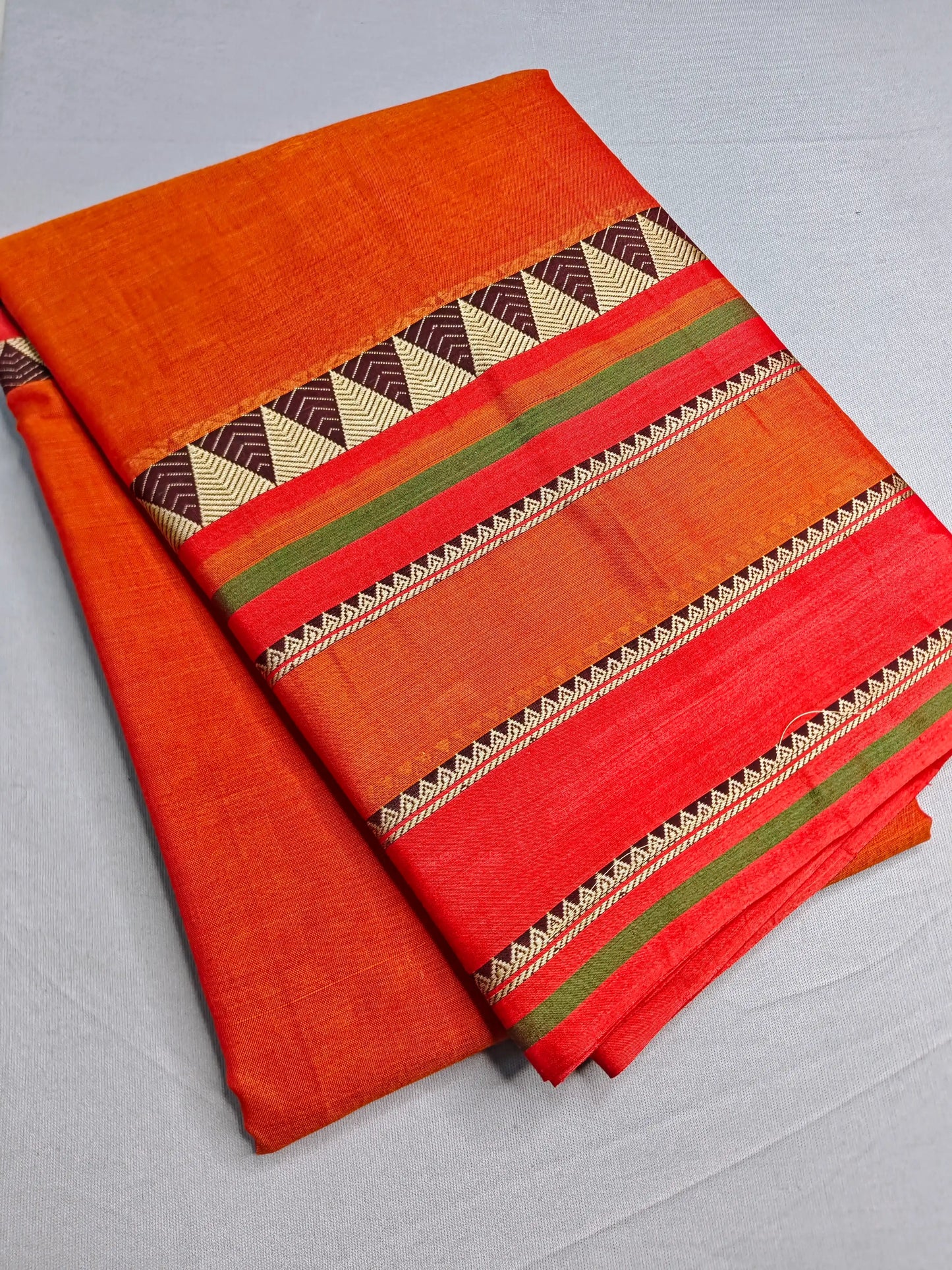 Orange Pure Cotton Premium & Elegant Saree With Running Blouse For Women