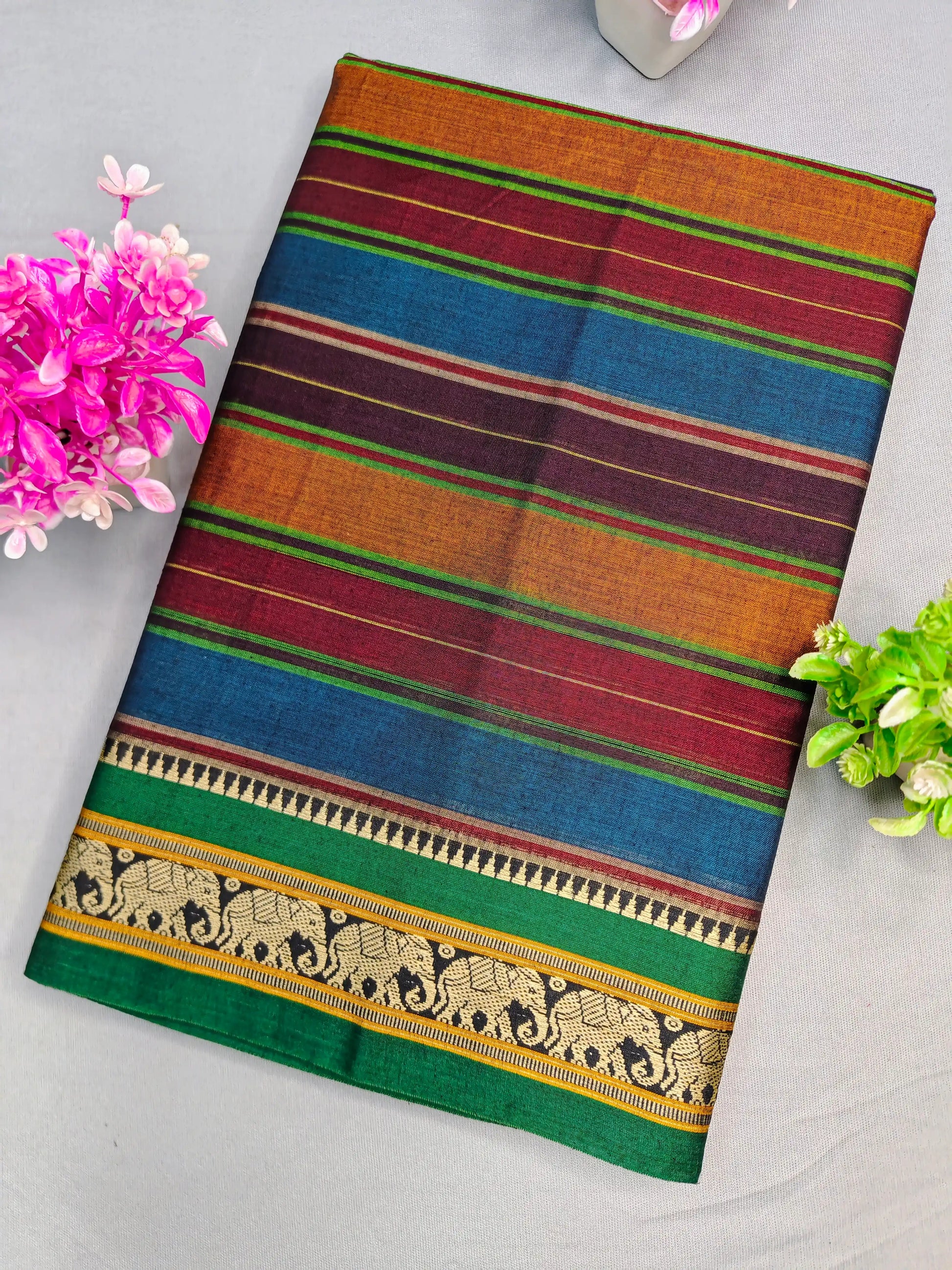 Multicolor Pure Cotton Premium & Elegant Saree With Running Blouse For Women