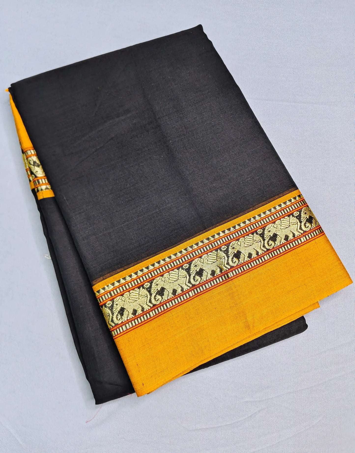 Black Pure Cotton Premium & Elegant Saree With Running Blouse For Women