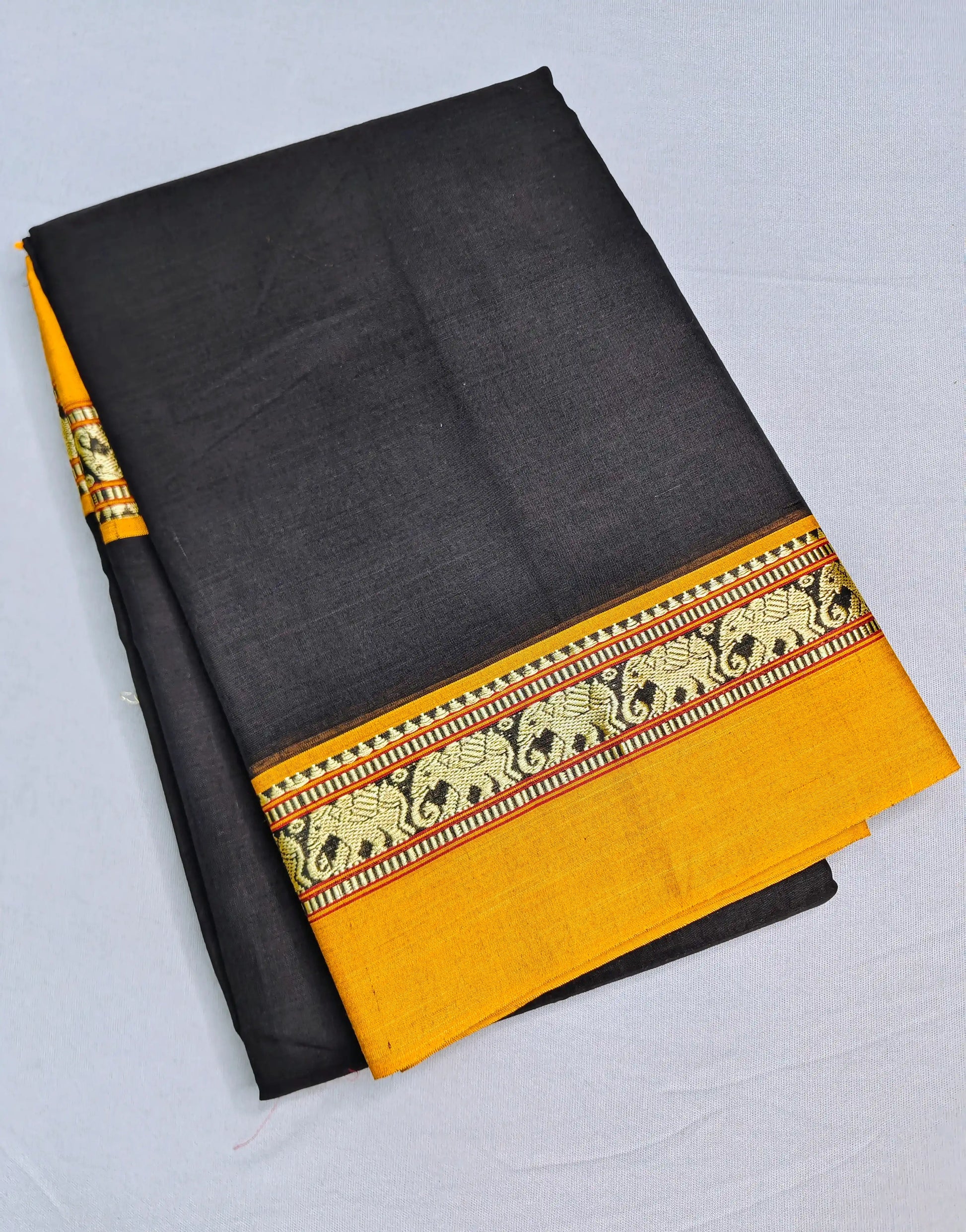 Black Pure Cotton Premium & Elegant Saree With Running Blouse For Women