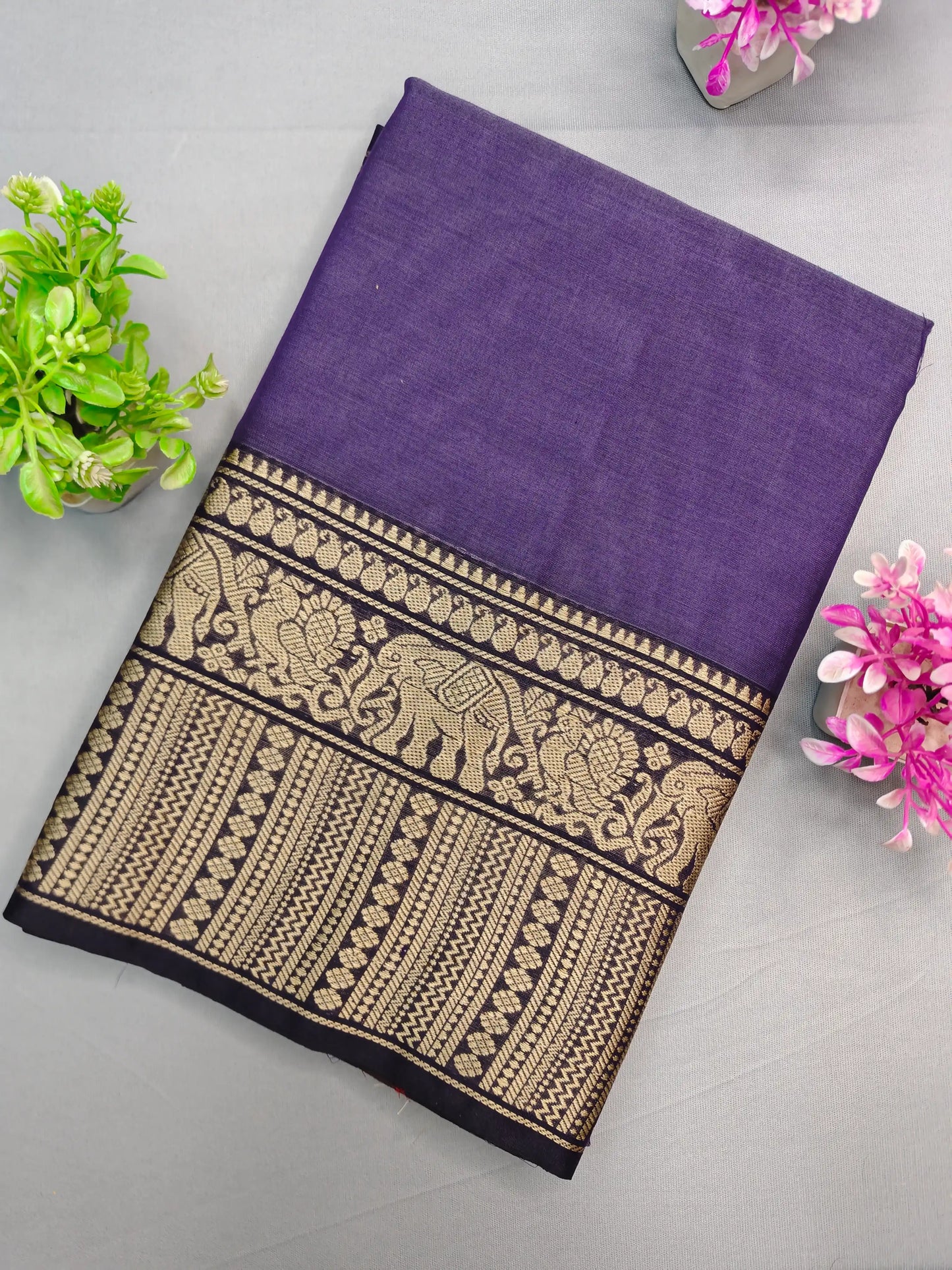 Bottle Green Pure Cotton Premium & Elegant Saree For Women